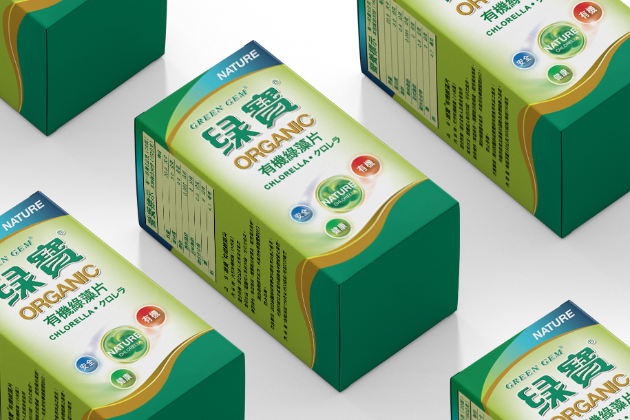 綠寶有機綠藻片包裝設計 去看看